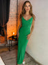 Backless Cowl Neck Sleeveless Cami Dress Green S Women&