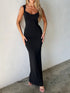 Backless Wide Strap Maxi Dress Black S Women&