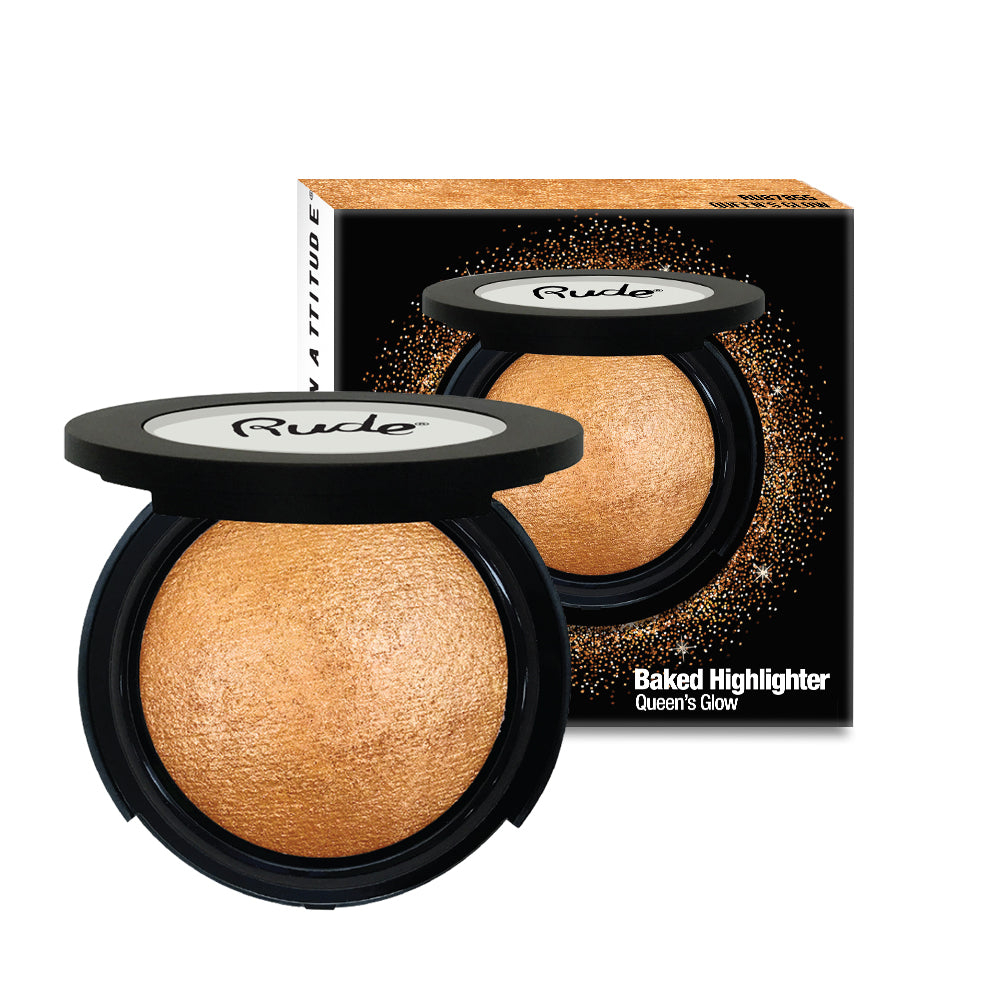 Baked Highlighter Queens Glow Highlighter by Rude Cosmetics | Fleurcouture
