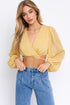 Balloon Long Sleeve Criss Cross Crop Top YELLOW M Tops by LE LIS | Fleurcouture