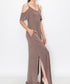 BAMBOO COLD SHOULDER MAXI DRESS MOCHA S by Fabina | Fleurcouture