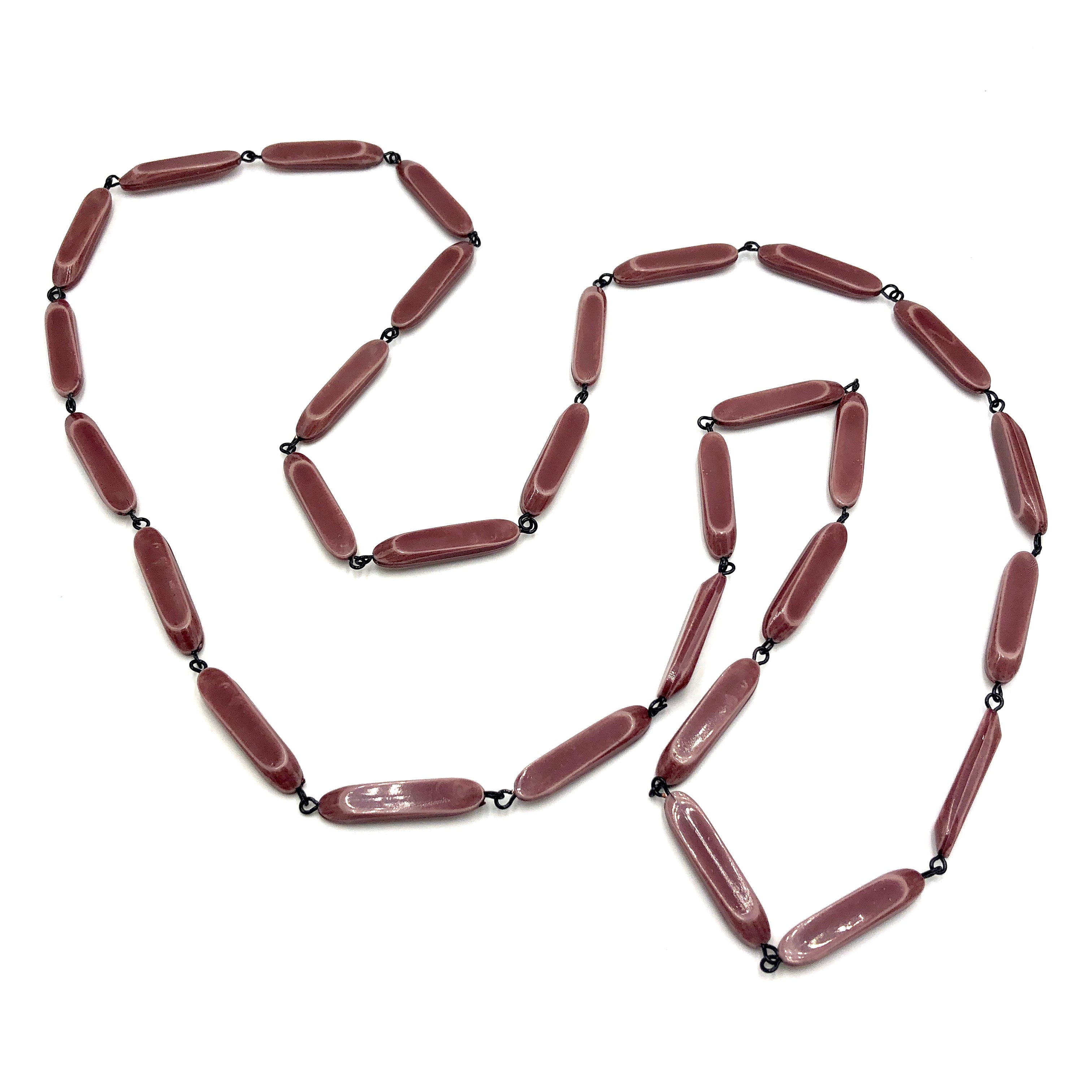 Bamboo Opera Rope Necklace Redwood Rosary Chain Rope Necklace by Leetie Lovendale | Fleurcouture