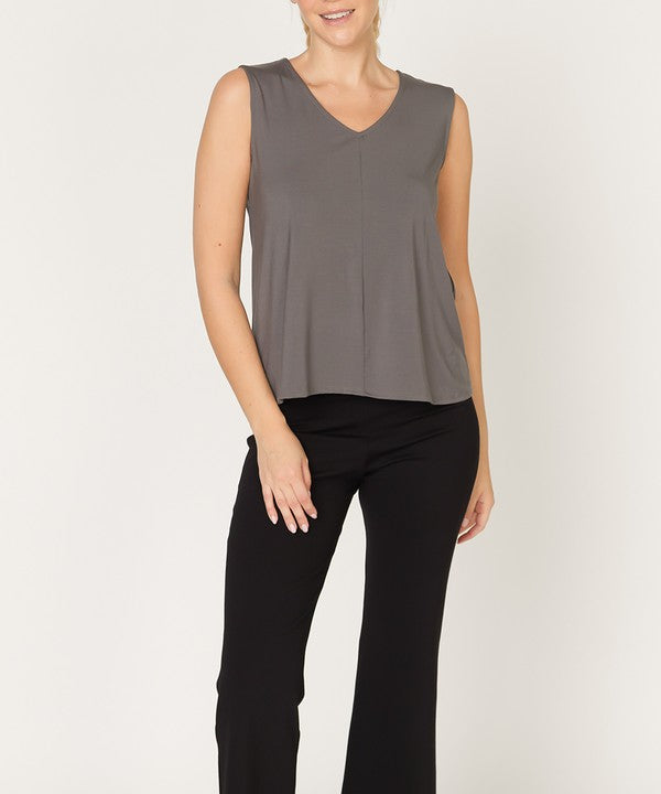 BAMBOO REVERSIBLE TANK CLASSIC DULL GREY S by Fabina | Fleurcouture