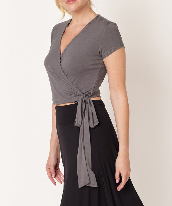 BAMBOO WRAP CROP CAM SLV by Fabina | Fleurcouture