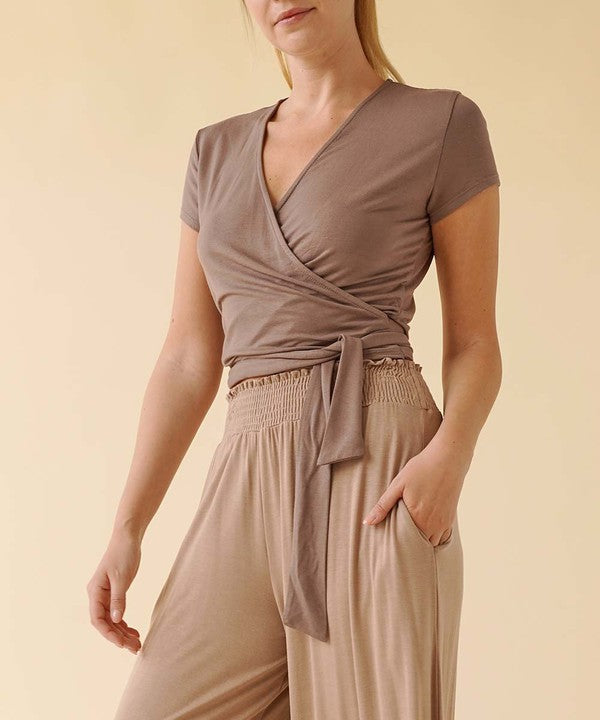 BAMBOO WRAP CROP CAM SLV by Fabina | Fleurcouture