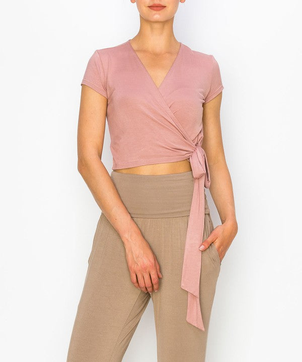 BAMBOO WRAP CROP CAM SLV by Fabina | Fleurcouture