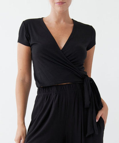 BAMBOO WRAP CROP CAM SLV by Fabina | Fleurcouture