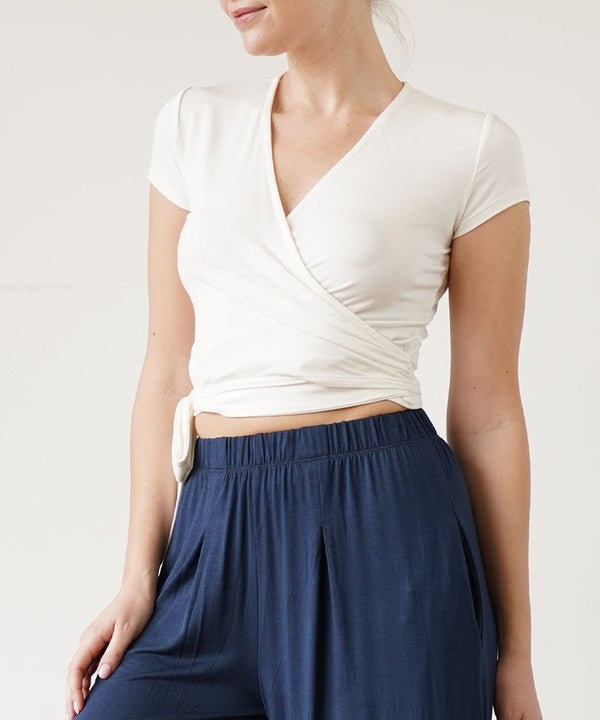BAMBOO WRAP CROP CAM SLV IVORY S by Fabina | Fleurcouture