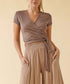 BAMBOO WRAP CROP CAM SLV MOCHA S by Fabina | Fleurcouture