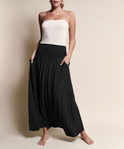 BAMBOO YOGA MAXI SKIRT BLACK S by Fabina | Fleurcouture