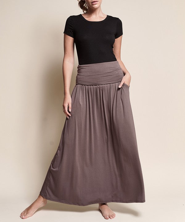 BAMBOO YOGA MAXI SKIRT MOCHA S by Fabina | Fleurcouture