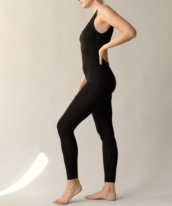 BAMBOO YOGA OVERALL NEW BLACK by Fabina | Fleurcouture