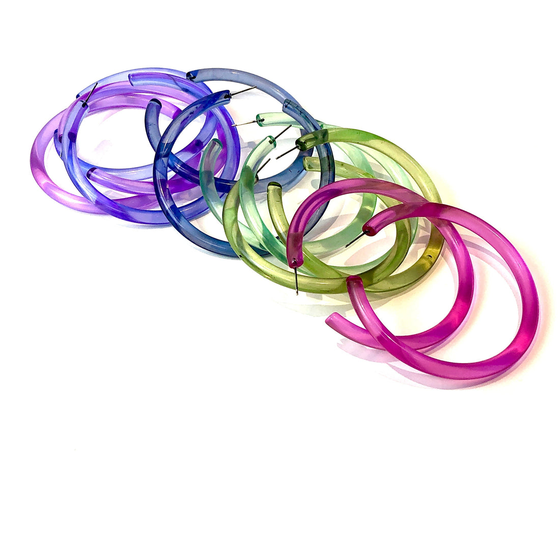 Bangle Lucite Hoop Earrings - 3 Inch Bangle Hoop Earrings by Leetie Lovendale | Fleurcouture