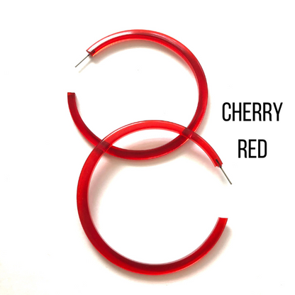 Bangle Lucite Hoop Earrings - 3 Inch Bangle Hoop Earrings by Leetie Lovendale | Fleurcouture