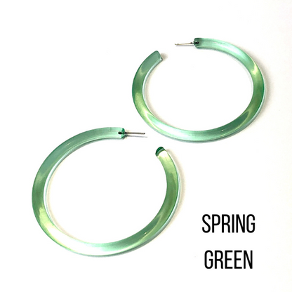 Bangle Lucite Hoop Earrings - 3 Inch Spring Green Bangle Hoop Earrings by Leetie Lovendale | Fleurcouture