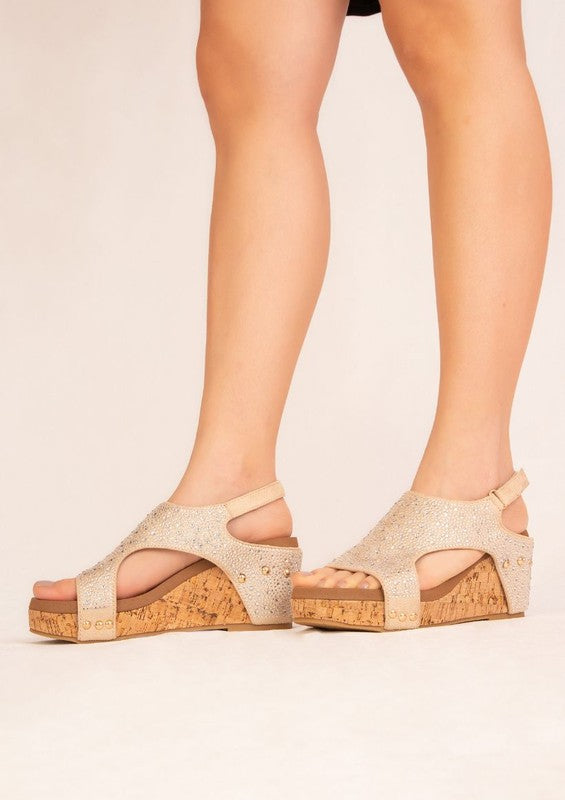 BARBARA RHINESTONE COVERED WEDGES by Maker&