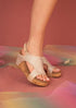 BARBARA RHINESTONE COVERED WEDGES Taupe Crystal 6 by Maker&