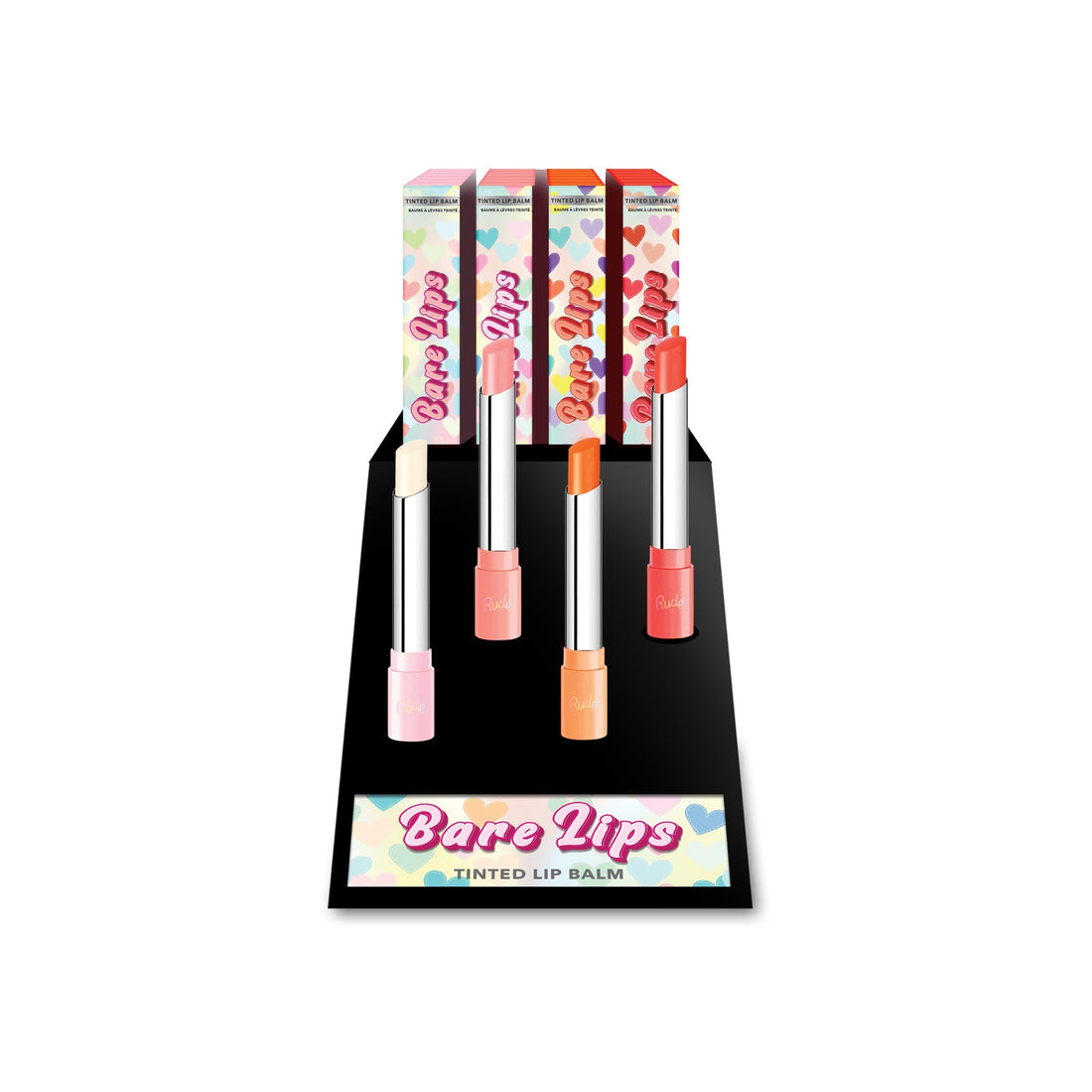 Bare Lips Tinted Lip Balm Display Set, 48pcs Wholesale Set by Rude Cosmetics | Fleurcouture