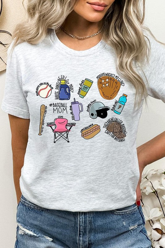 Baseball Mom Essentials Graphic T Shirts ASH S by Color Bear | Fleurcouture