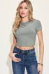 Basic Bae Full Size Ribbed Round Neck Short Sleeve T-Shirt Gray S Women&