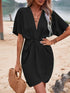 Batwing sleeve ruched dress Black S by Miss Sparkling | Fleurcouture