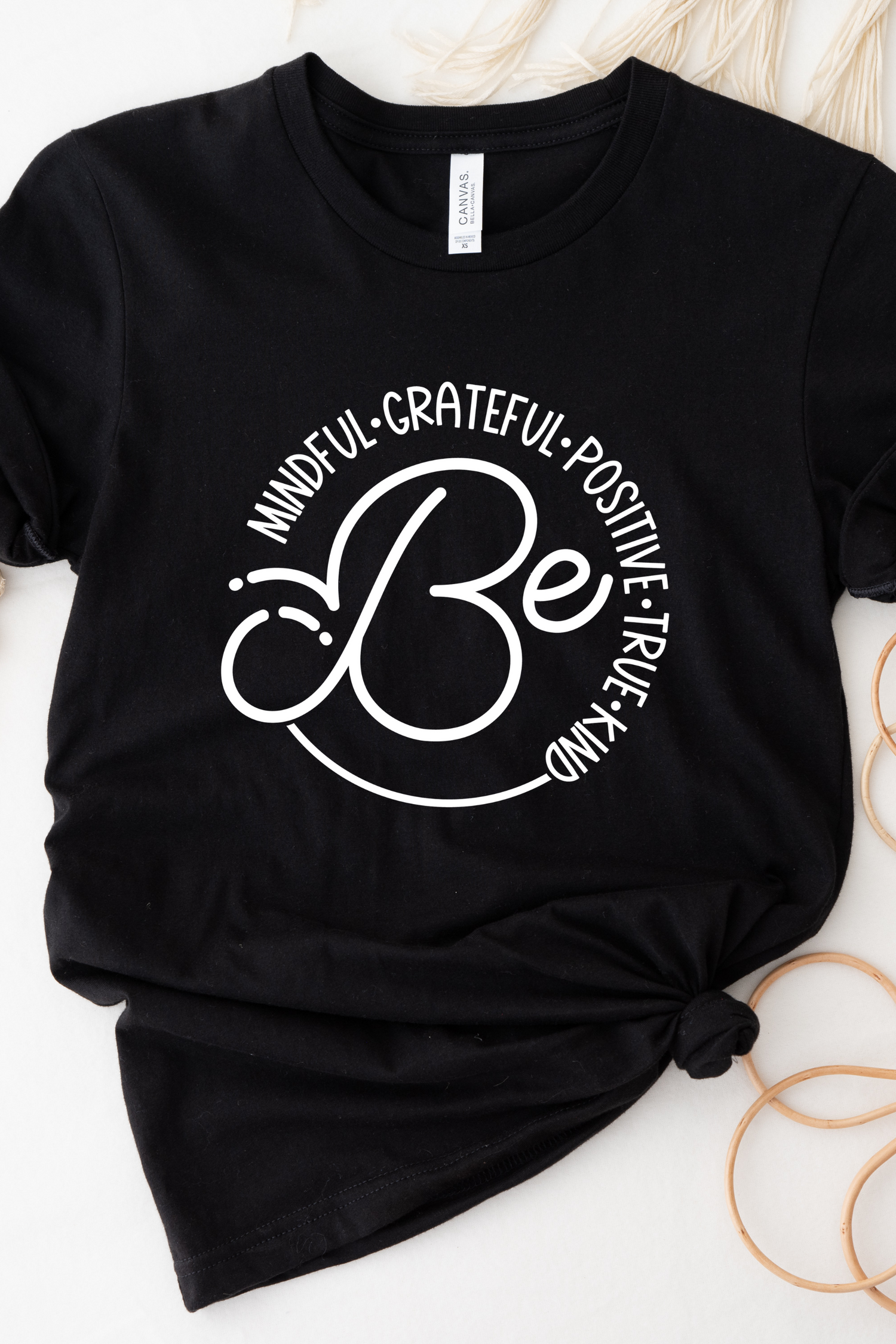 BE KIND POSITIVES VIBES TEE(BELLA CANVAS) by LL | Fleurcouture