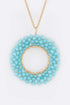 Beaded Hoop Pendant Necklace Aqua 1 by LA Jewelry Plaza | Fleurcouture