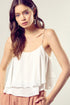 Beaded Shoulder Strap Cami Top WHITE S by Mustard Seed | Fleurcouture