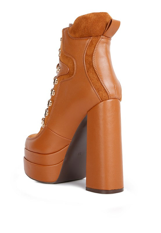 Beamer Faux Leather High Heeled Ankle Boots by Rag Company | Fleurcouture