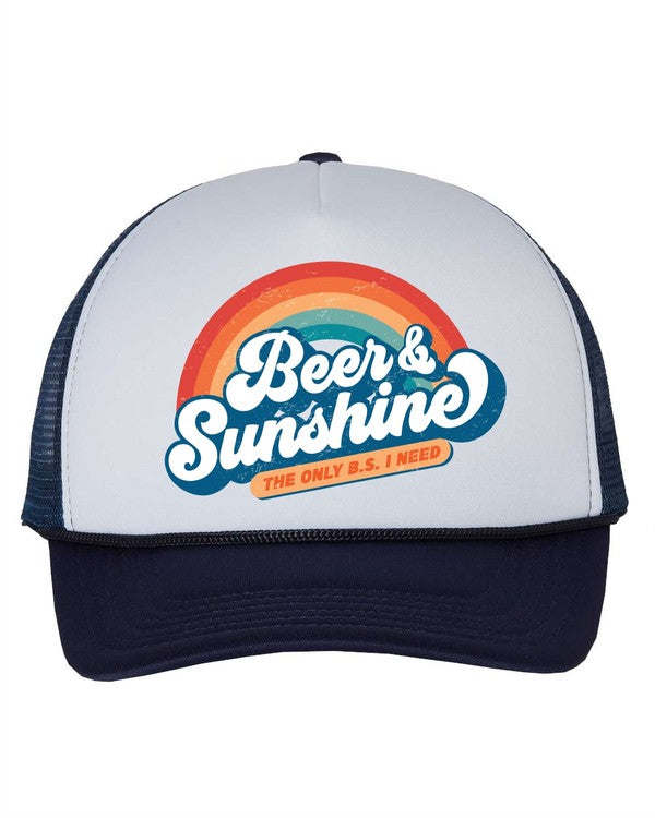 Beer and Sunshine the only bs Foam Trucker Hat Navy/White OS by Ocean and 7th | Fleurcouture