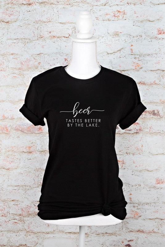 Beer Tastes Better By The Lake Graphic Tee Black L by Ocean and 7th | Fleurcouture