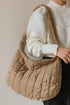 Beige Quilted Zipper Large Jennie Shoulder Bag Beige one by EG fashion | Fleurcouture