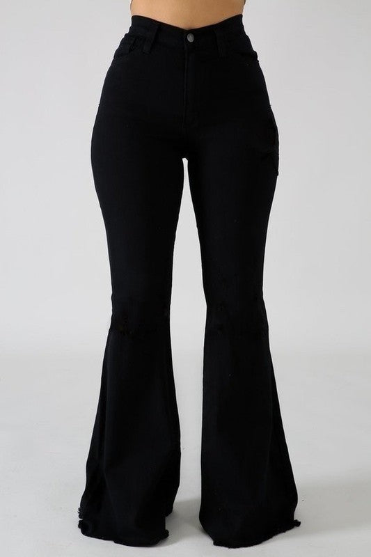 Bell Bottom Jean in Black-32&quot; Inseam BLACK 3 by GJG Denim | Fleurcouture