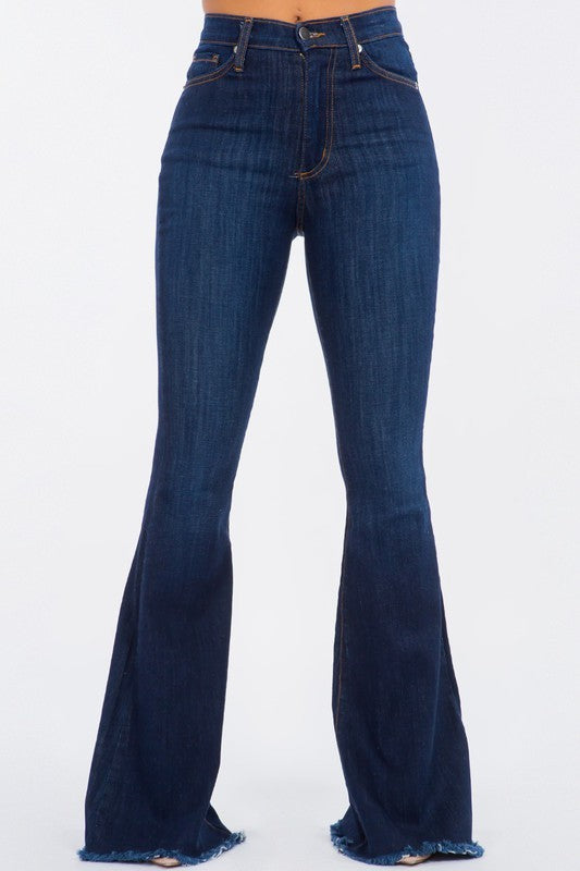 Bell Bottom Jean in Dark Denim -32&quot; Inseam dark blue 7 by GJG Denim | Fleurcouture