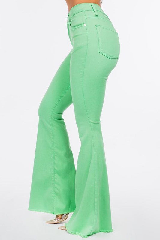 Bell Bottom Jean in Lime Green by GJG Denim | Fleurcouture