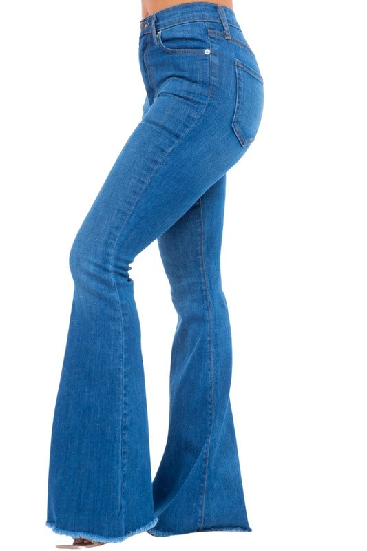 Bell Bottom Jean in Medium Blue blue by GJG Denim | Fleurcouture