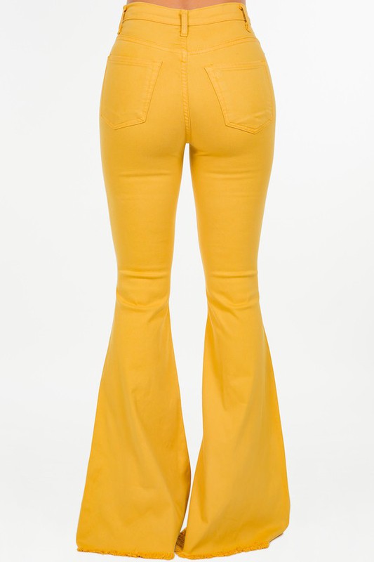 Bell Bottom Jean in Mustard Mustard by GJG Denim | Fleurcouture