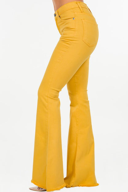 Bell Bottom Jean in Mustard Mustard by GJG Denim | Fleurcouture