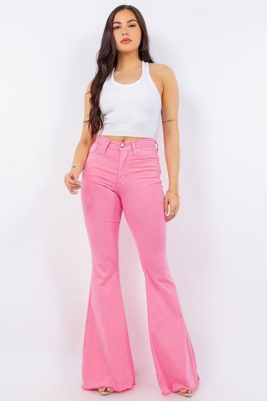 Bell Bottom Jean in Pink - Inseam 30&quot; Pink 3 by GJG Denim | Fleurcouture