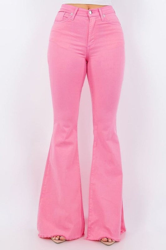 Bell Bottom Jean in Pink - Inseam 30&quot; Pink by GJG Denim | Fleurcouture