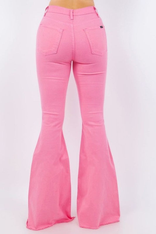 Bell Bottom Jean in Pink - Inseam 30&quot; Pink by GJG Denim | Fleurcouture