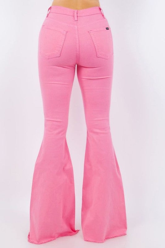 Bell Bottom Jean in Pink Inseam 32 Pink by GJG Denim | Fleurcouture