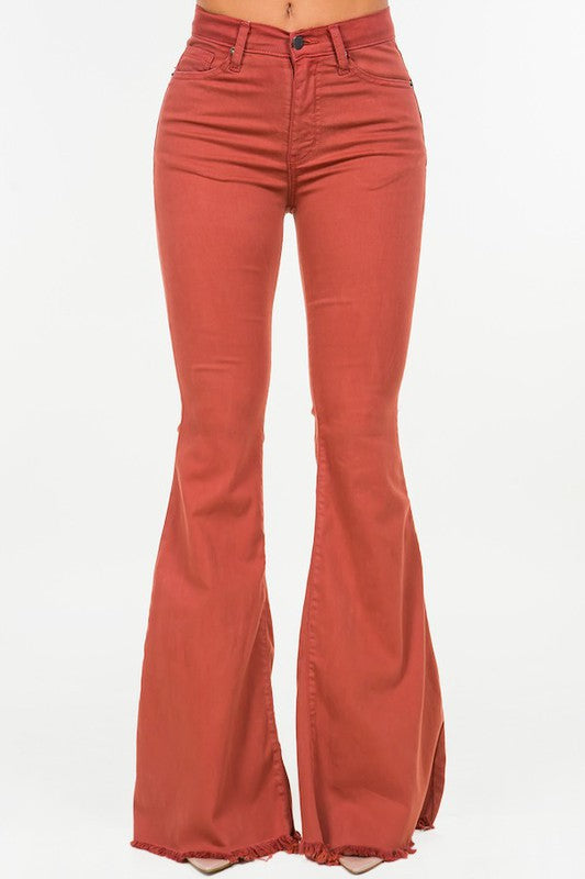 Bell Bottom Jean in Rust rust 3 by GJG Denim | Fleurcouture