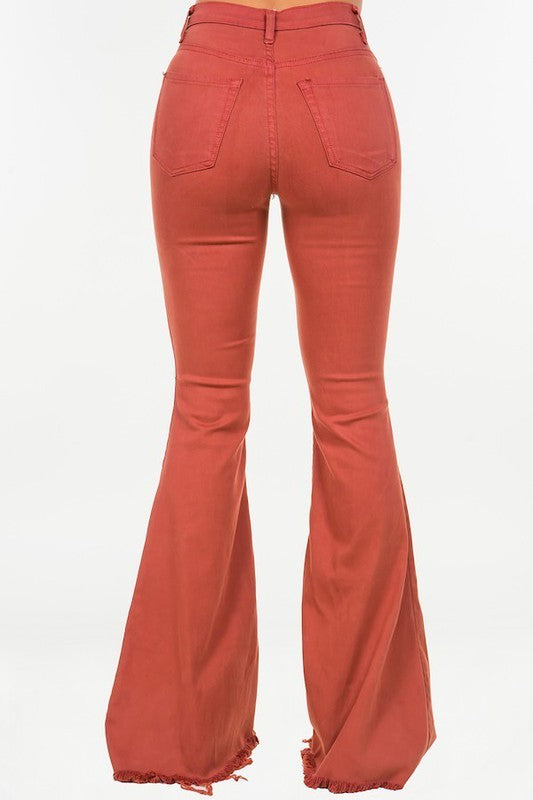 Bell Bottom Jean in Rust rust by GJG Denim | Fleurcouture