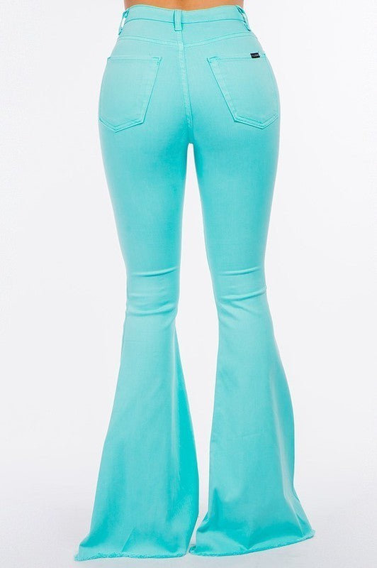 Bell Bottom Jean in Turquoise Inseam 32&quot; Turquoise by GJG Denim | Fleurcouture