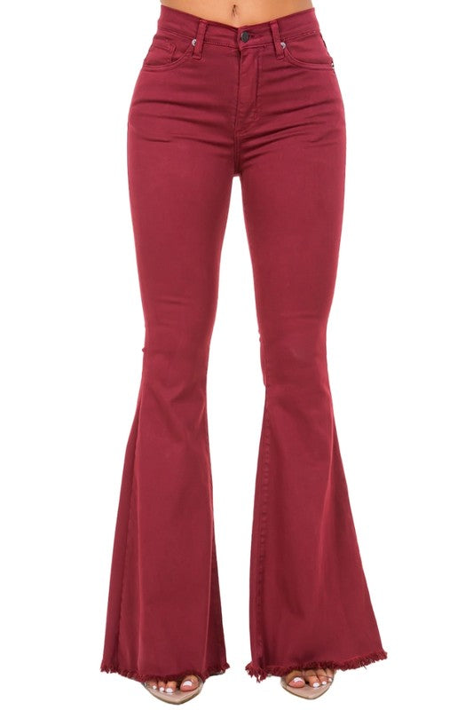 Bell Bottom Jean in Wine Burgundy 3 by GJG Denim | Fleurcouture