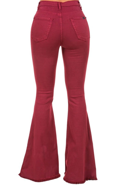 Bell Bottom Jean in Wine Burgundy by GJG Denim | Fleurcouture