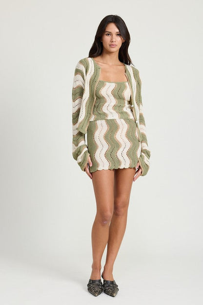 BELL SLEEVE SWEATER CARDIGAN SAGE by Emory Park | Fleurcouture