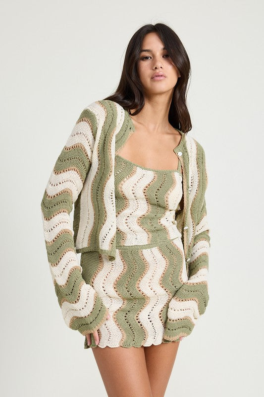 BELL SLEEVE SWEATER CARDIGAN SAGE S by Emory Park | Fleurcouture