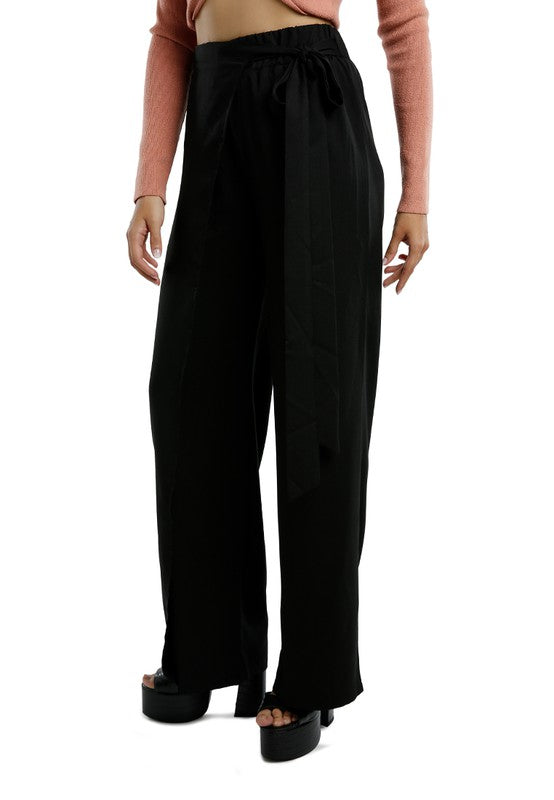 Belted Tie Wide Leg Pants by Rag Company | Fleurcouture